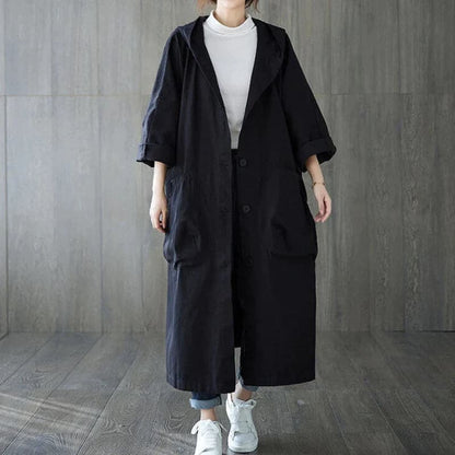 Großer Trenchcoat Damen Oversized Kapuze