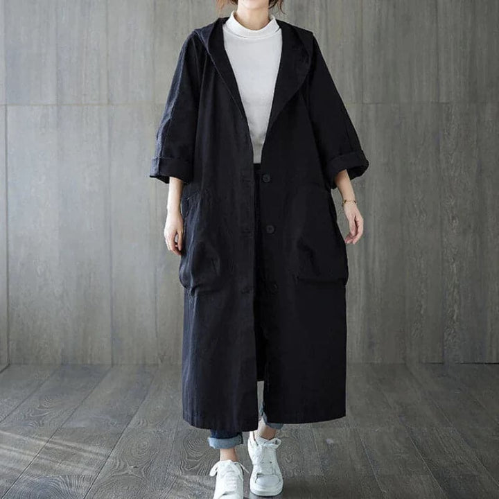 Großer Trenchcoat Damen Oversized Kapuze