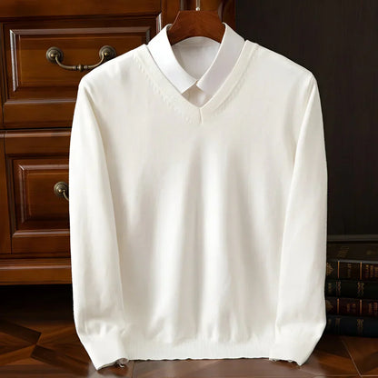 Herren Strickpullover V-Ausschnitt Langarm
