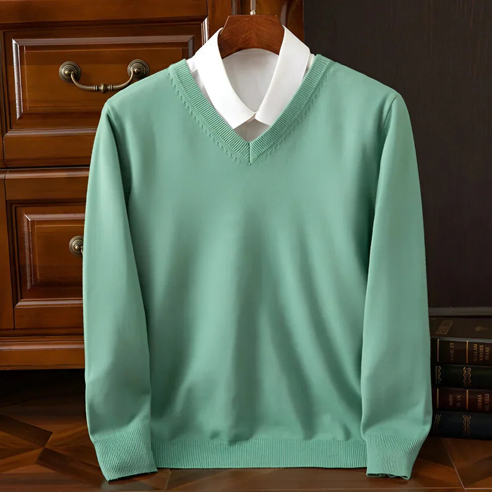 Herren Strickpullover V-Ausschnitt Langarm
