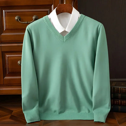 Herren Strickpullover V-Ausschnitt Langarm