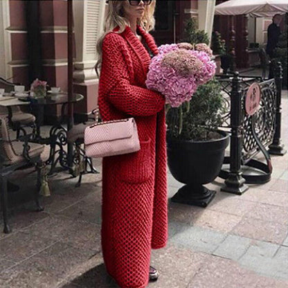 Damen Pullover Lang Strickjacke Elegante Oversize