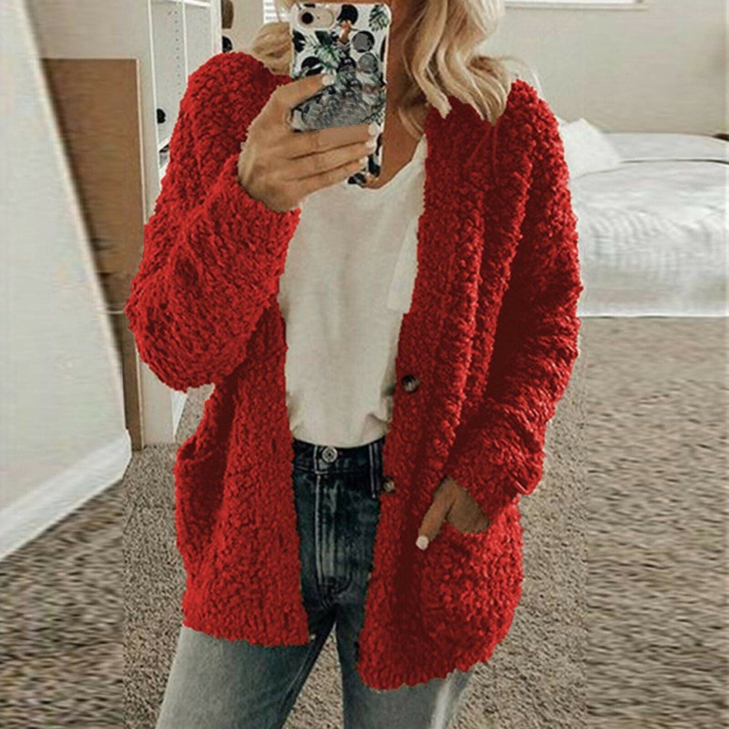 Weiche Strickcardigan Lässig Grobmasche Bequem