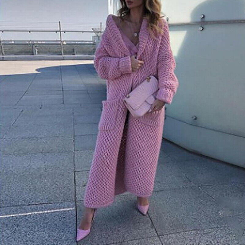 Damen Pullover Lang Strickjacke Elegante Oversize - IdealeKleiden