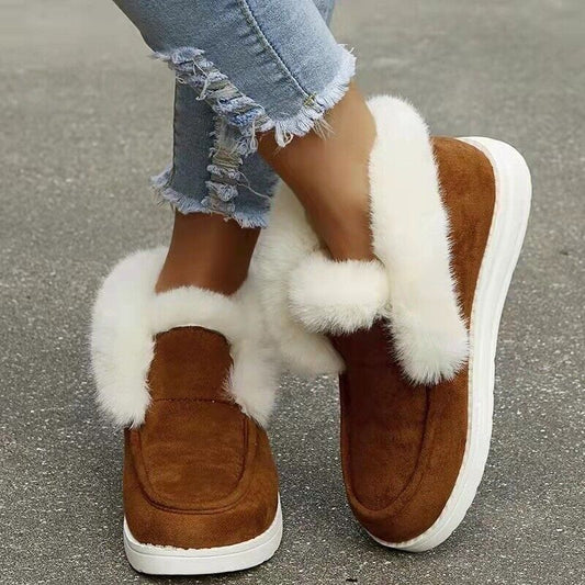 Warme Winter Mokassins - Wildleder Slipper mit Weichem Pelzinnenfutter - IdealeKleiden