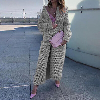 Damen Pullover Lang Strickjacke Elegante Oversize