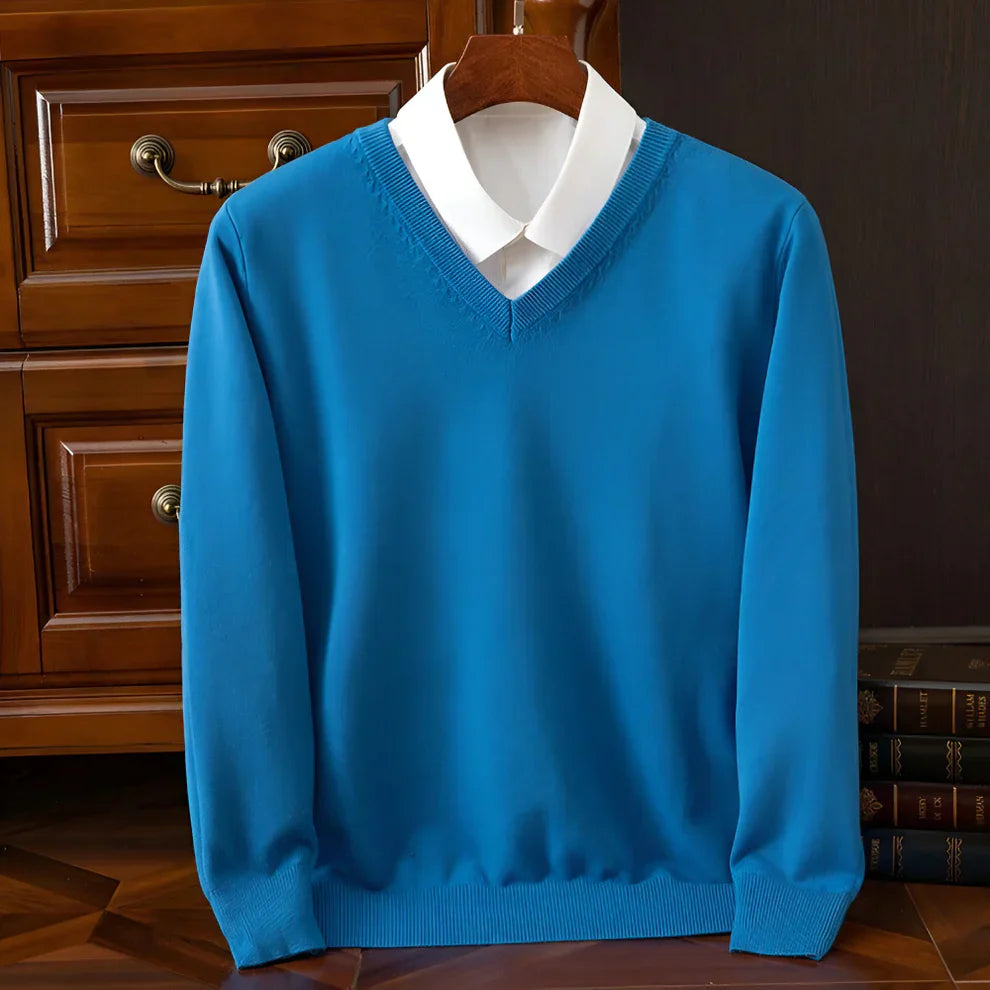 Herren Strickpullover V-Ausschnitt Langarm