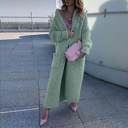 Damen Pullover Lang Strickjacke Elegante Oversize