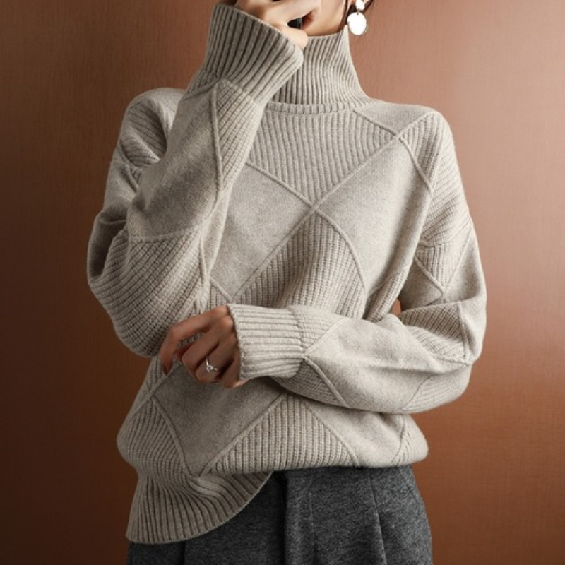 Damenschal Rollkragenpullover Diamantmuster Weich