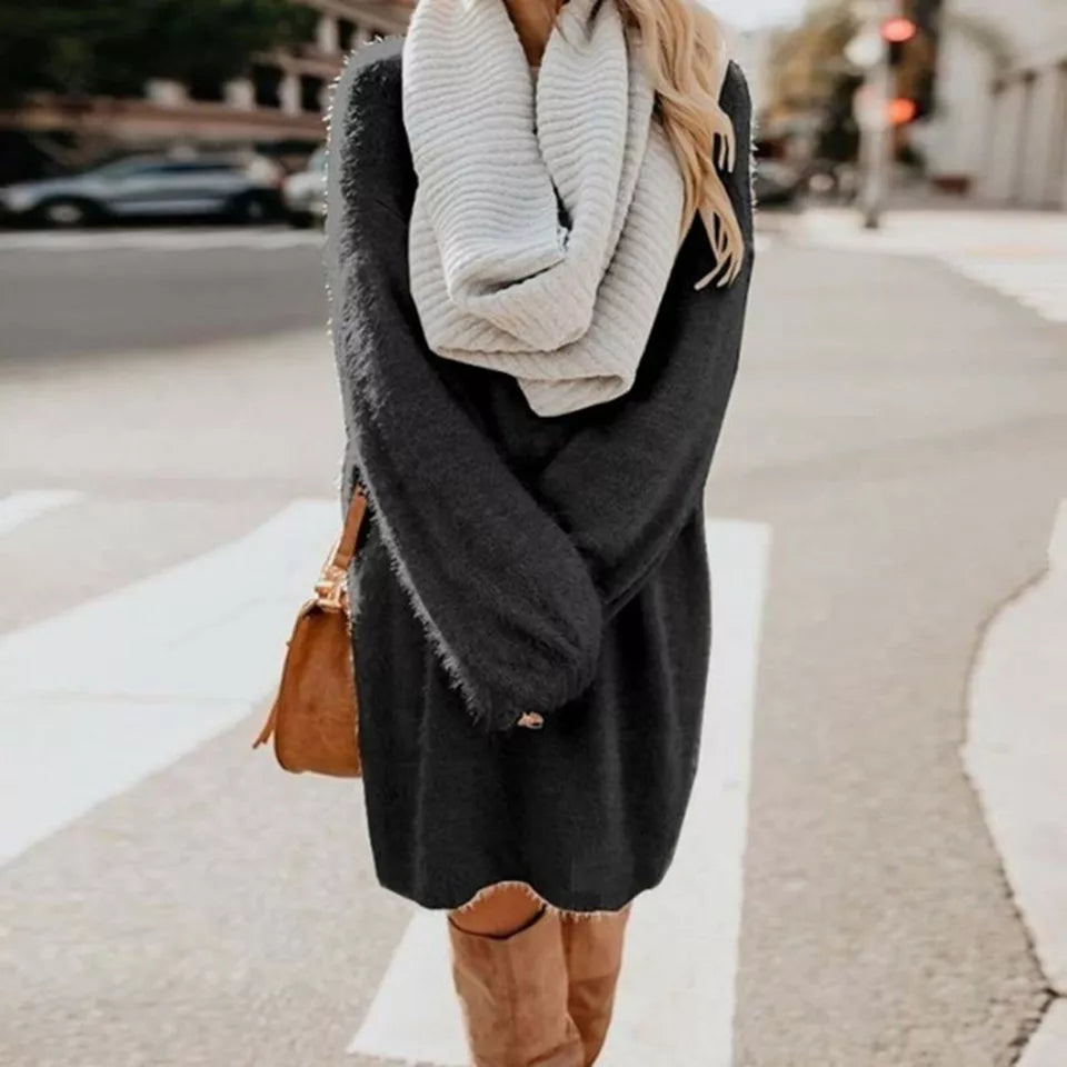 Winterstrickkleid Damen Warm Elegant