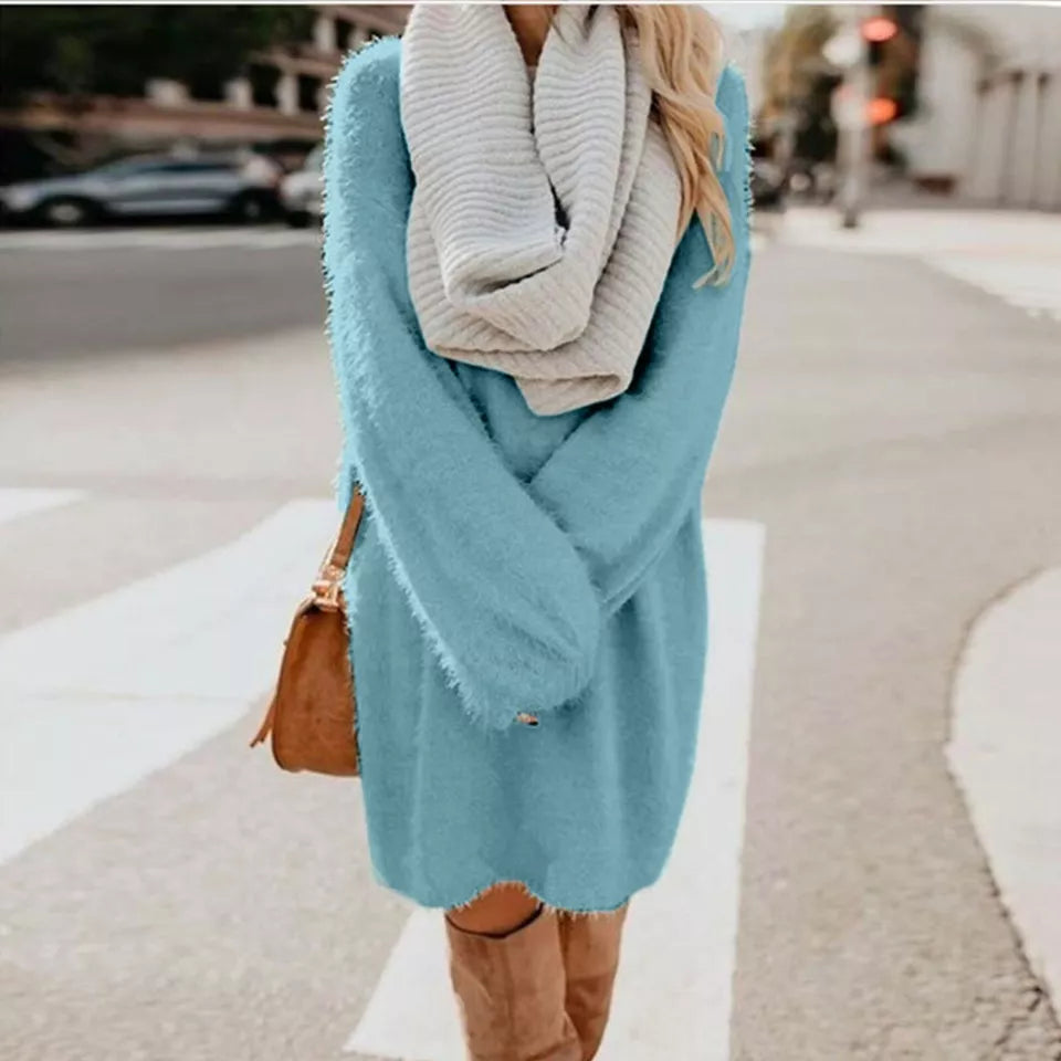 Winterstrickkleid Damen Warm Elegant