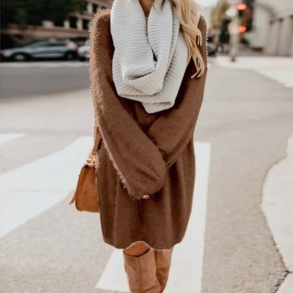 Winterstrickkleid Damen Warm Elegant