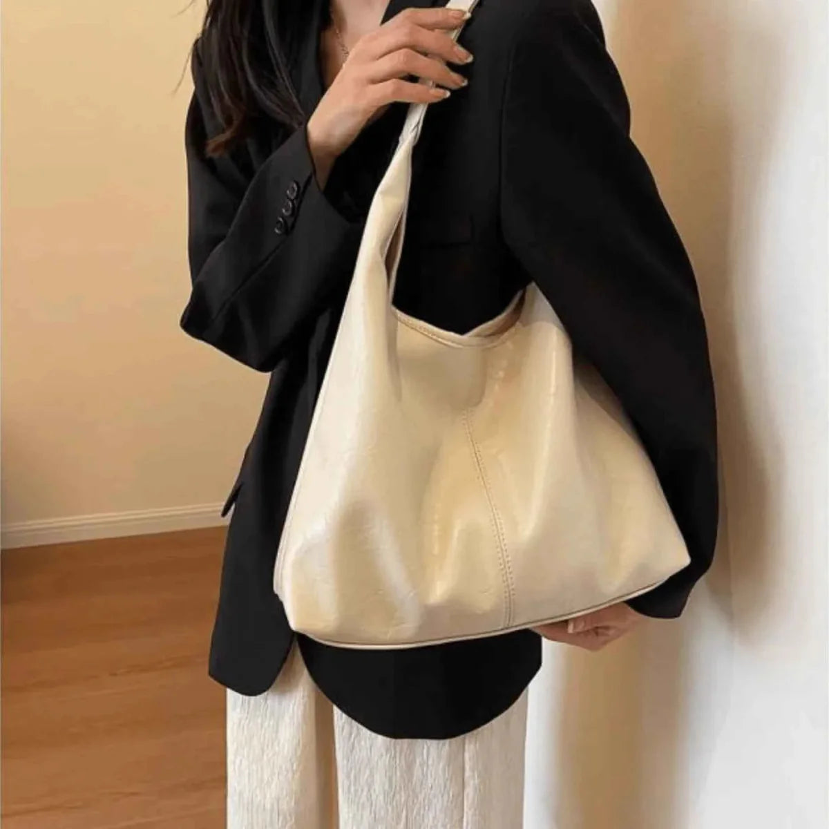 Leder Schultertasche Retro Chic