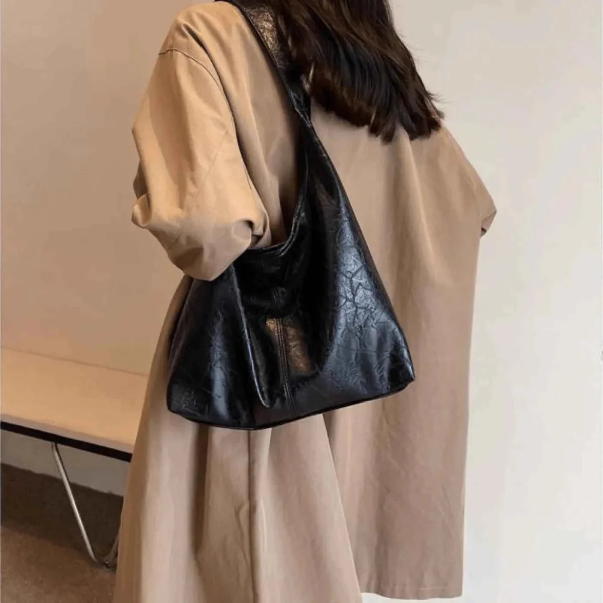 Leder Schultertasche Retro Chic