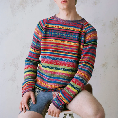 Bunt Pullover Rundhals Farbenfroh