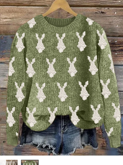 Kuschelpullover Hasenmuster Weich