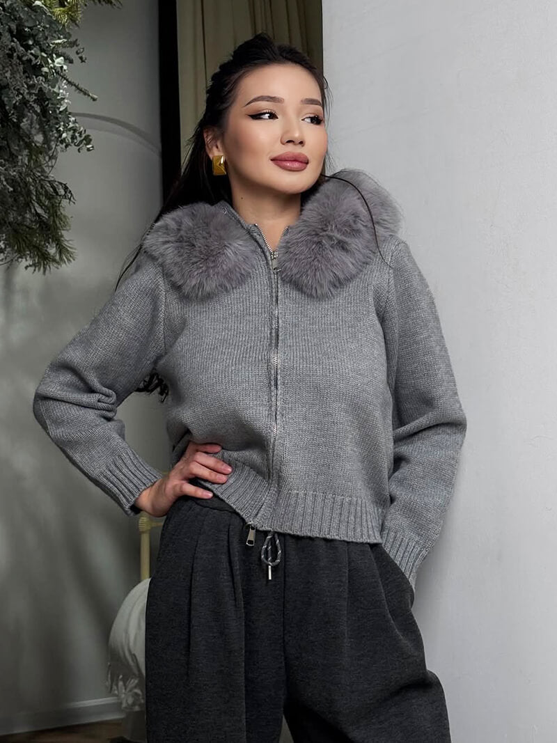Modische Faux-Fur-Jacke Damen