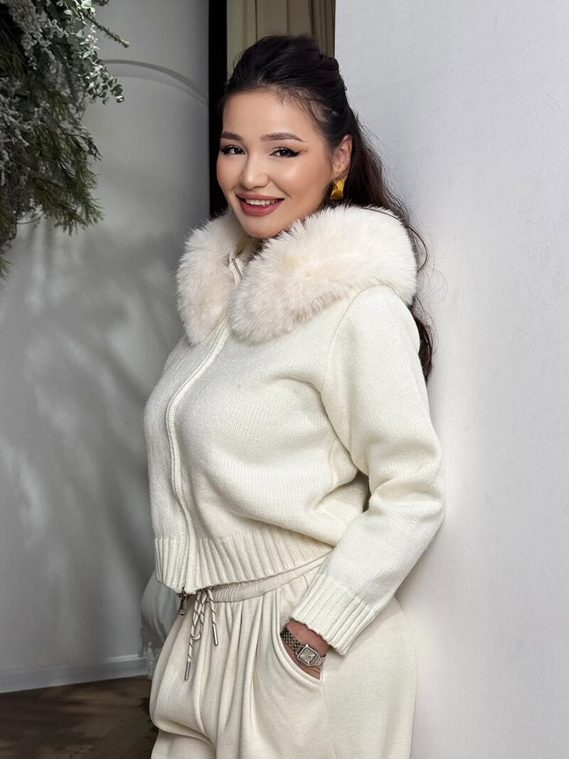 Modische Faux-Fur-Jacke Damen