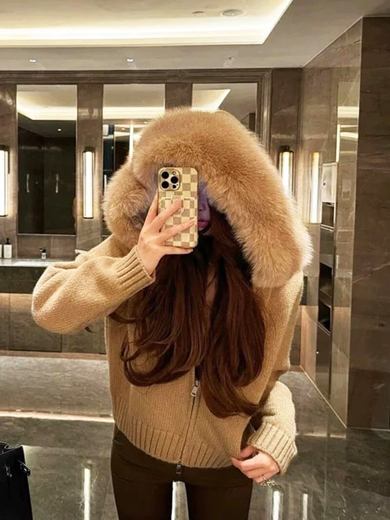 Modische Faux-Fur-Jacke Damen