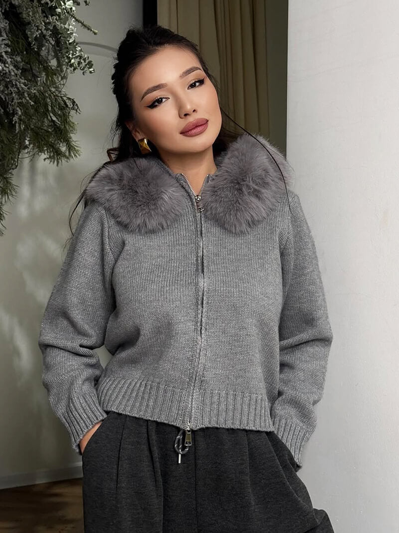 Modische Faux-Fur-Jacke Damen