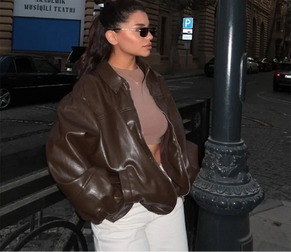 Vegane Lederjacke Elegant Schwarz