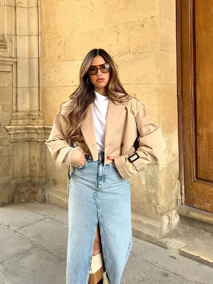 Klassischer Kurzmantel Damen Trenchcoat