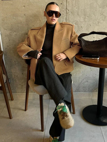Stylischer Blazer Schulterpolster Damen - IdealeKleiden