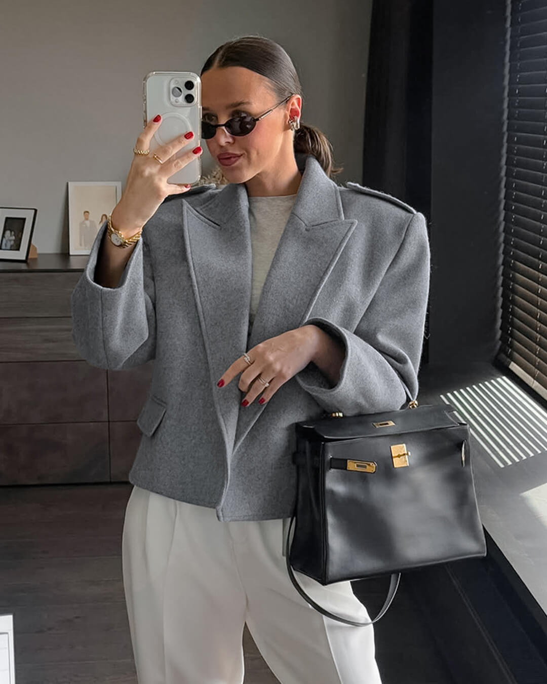 Stylischer Blazer Schulterpolster Damen