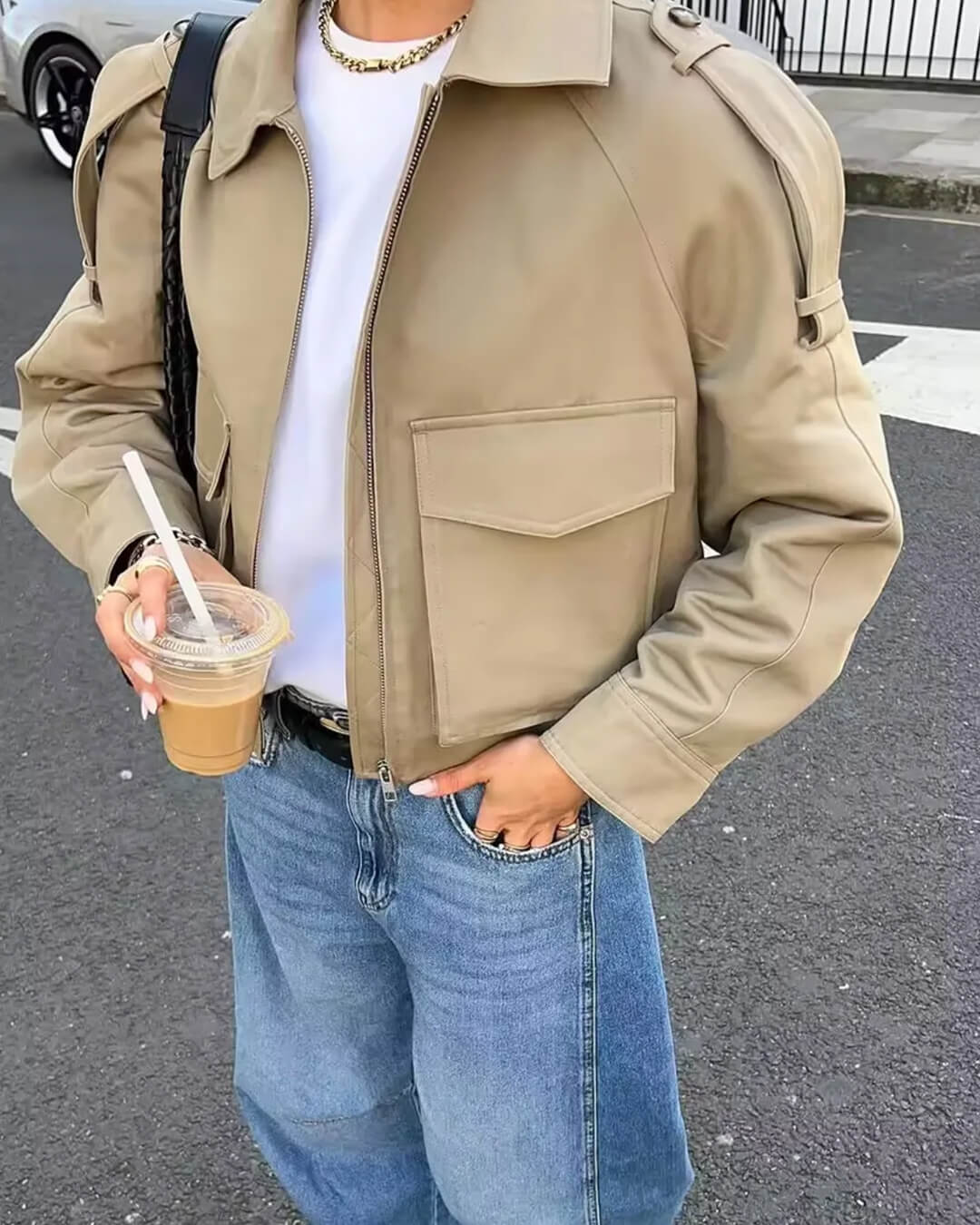 Klassische Trenchcoat Jacke Kurz
