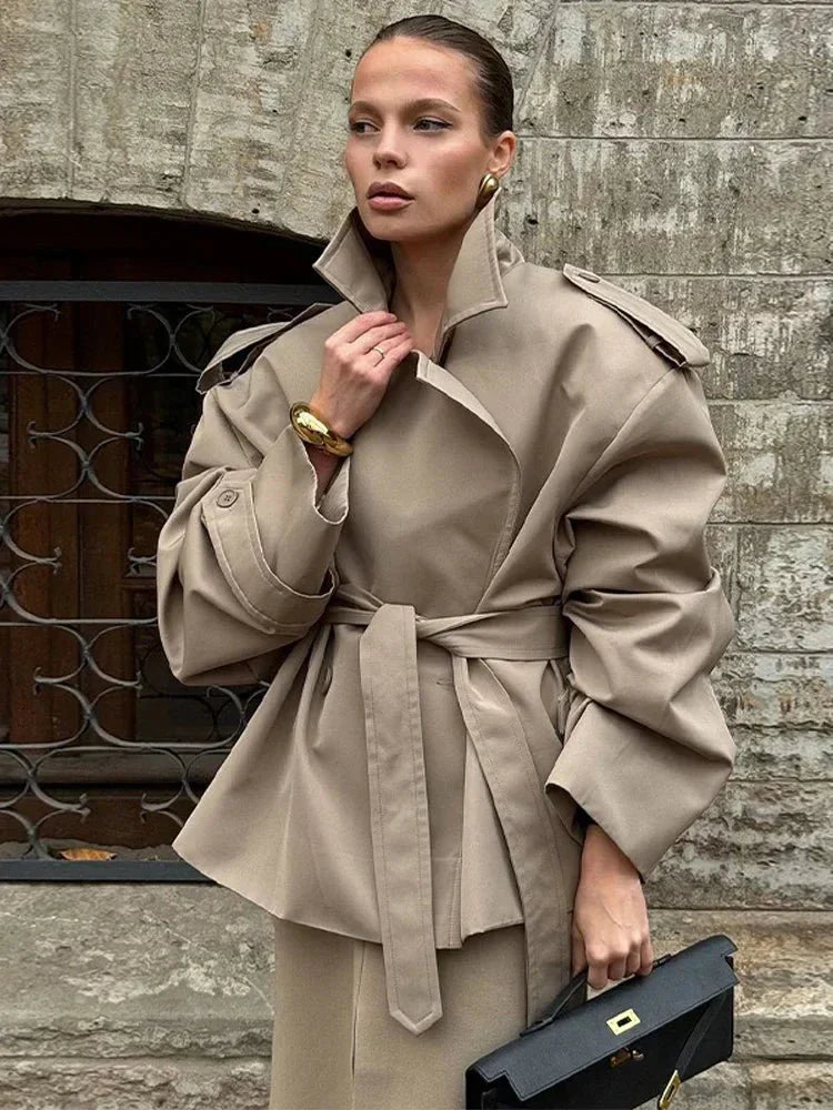 Übergrößer Trenchcoat Gürtel Mantel