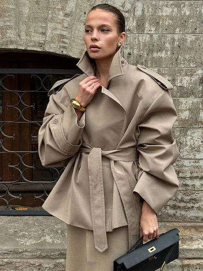 Übergrößer Trenchcoat Gürtel Mantel