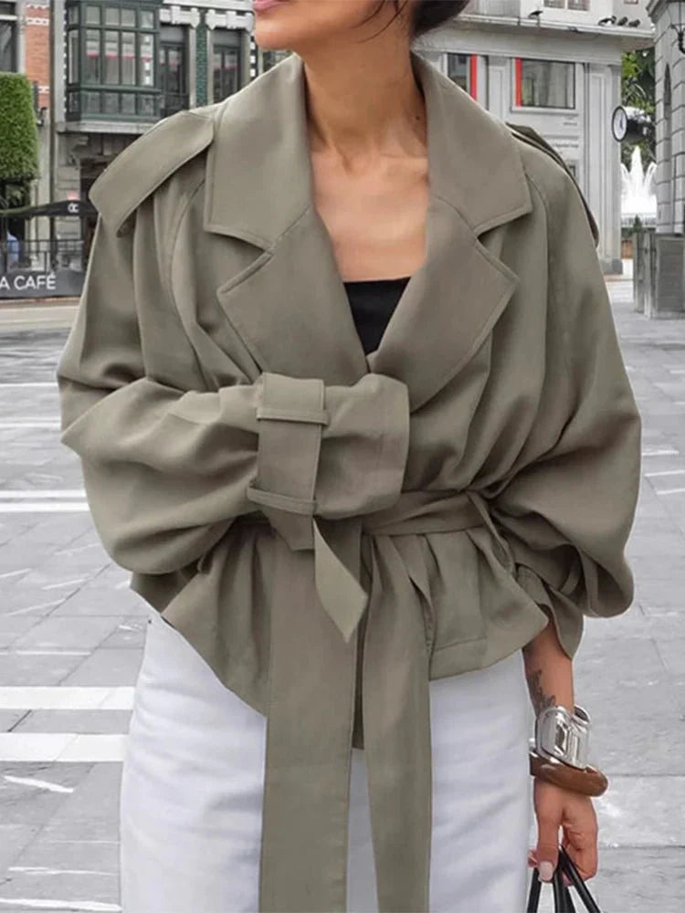 Übergrößer Trenchcoat Gürtel Mantel