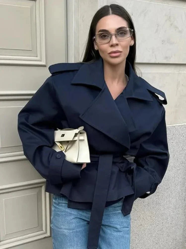 Übergrößer Trenchcoat Gürtel Mantel