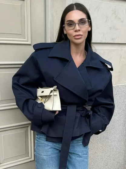 Übergrößer Trenchcoat Gürtel Mantel