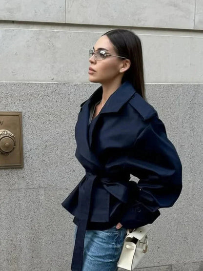 Übergrößer Trenchcoat Gürtel Mantel