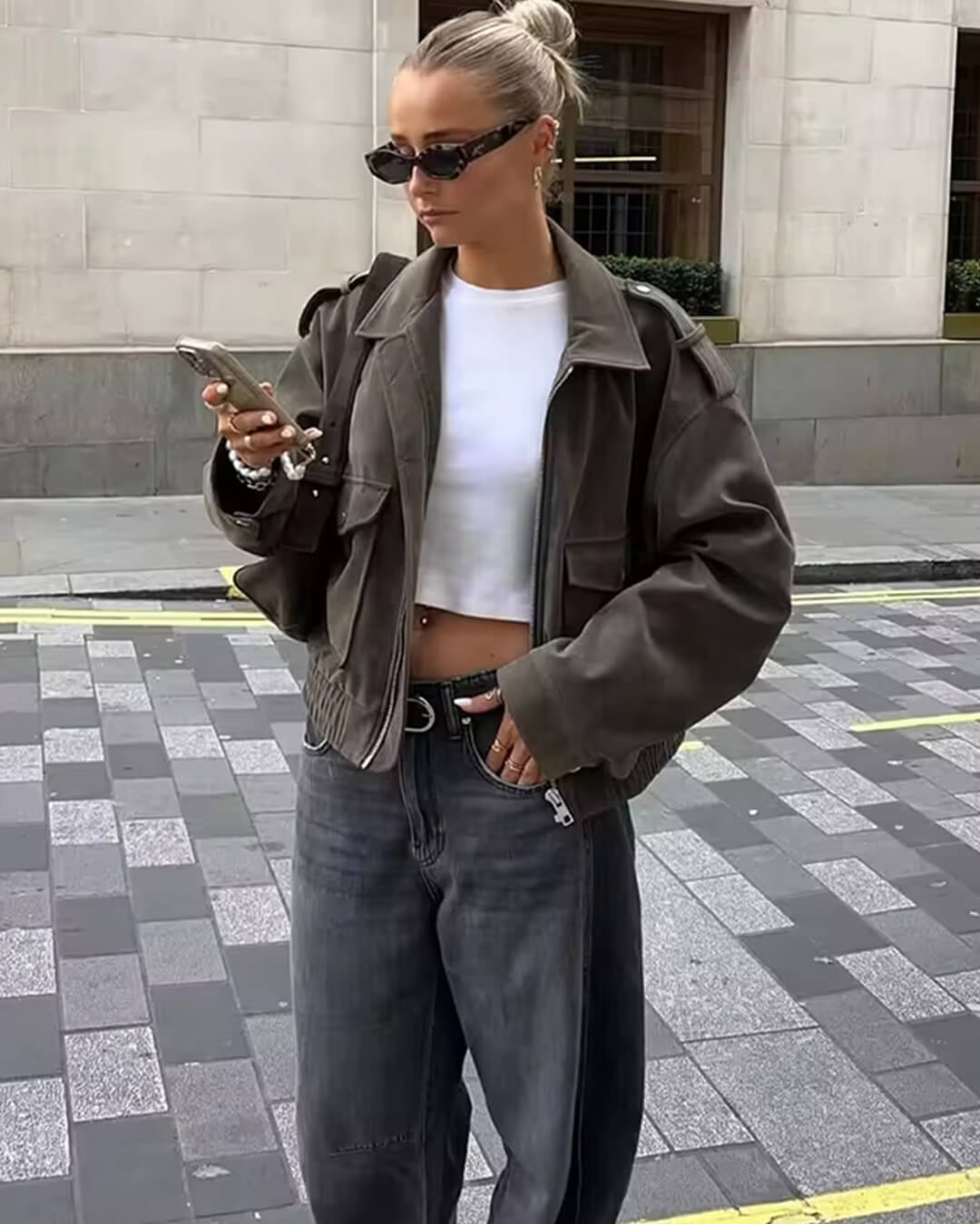 Leder-Pilotenjacke Echt Suede