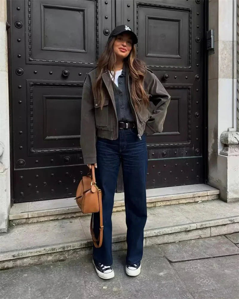 Leder-Pilotenjacke Echt Suede - IdealeKleiden