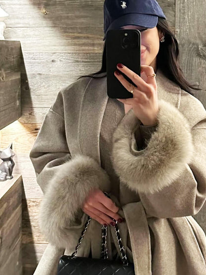 Luxus Faux-Fur-Mantel Damen