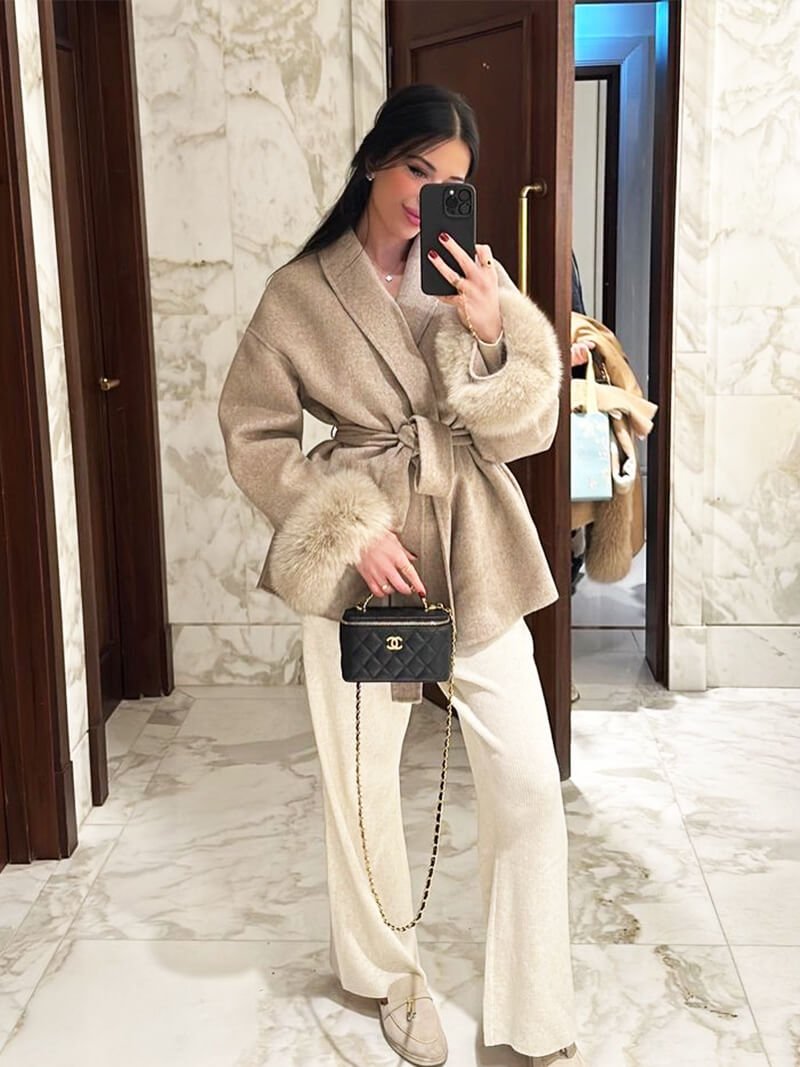 Luxus Faux-Fur-Mantel Damen