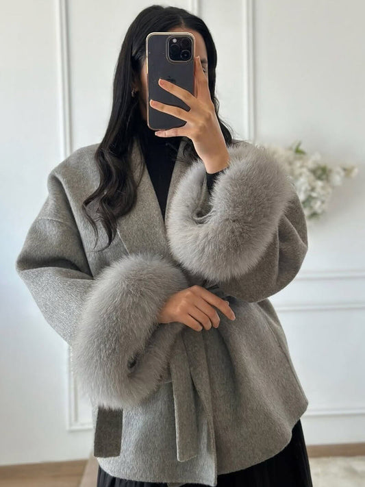Luxus Faux-Fur-Mantel Damen - IdealeKleiden