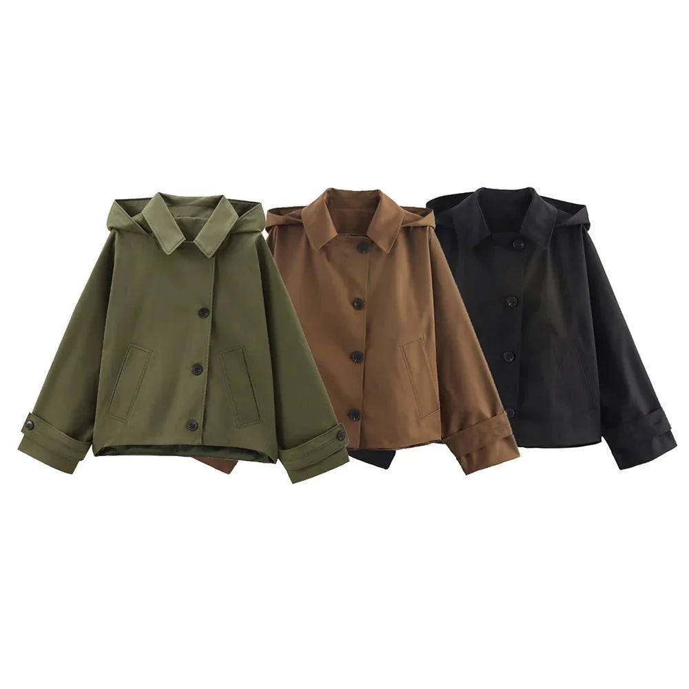 Praktische Windbreaker Jacke mit Kapuze - IdealeKleiden