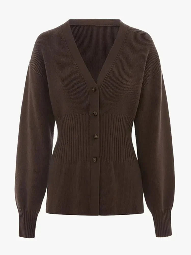 Frauen Cardigan Elegant V-Ausschnitt