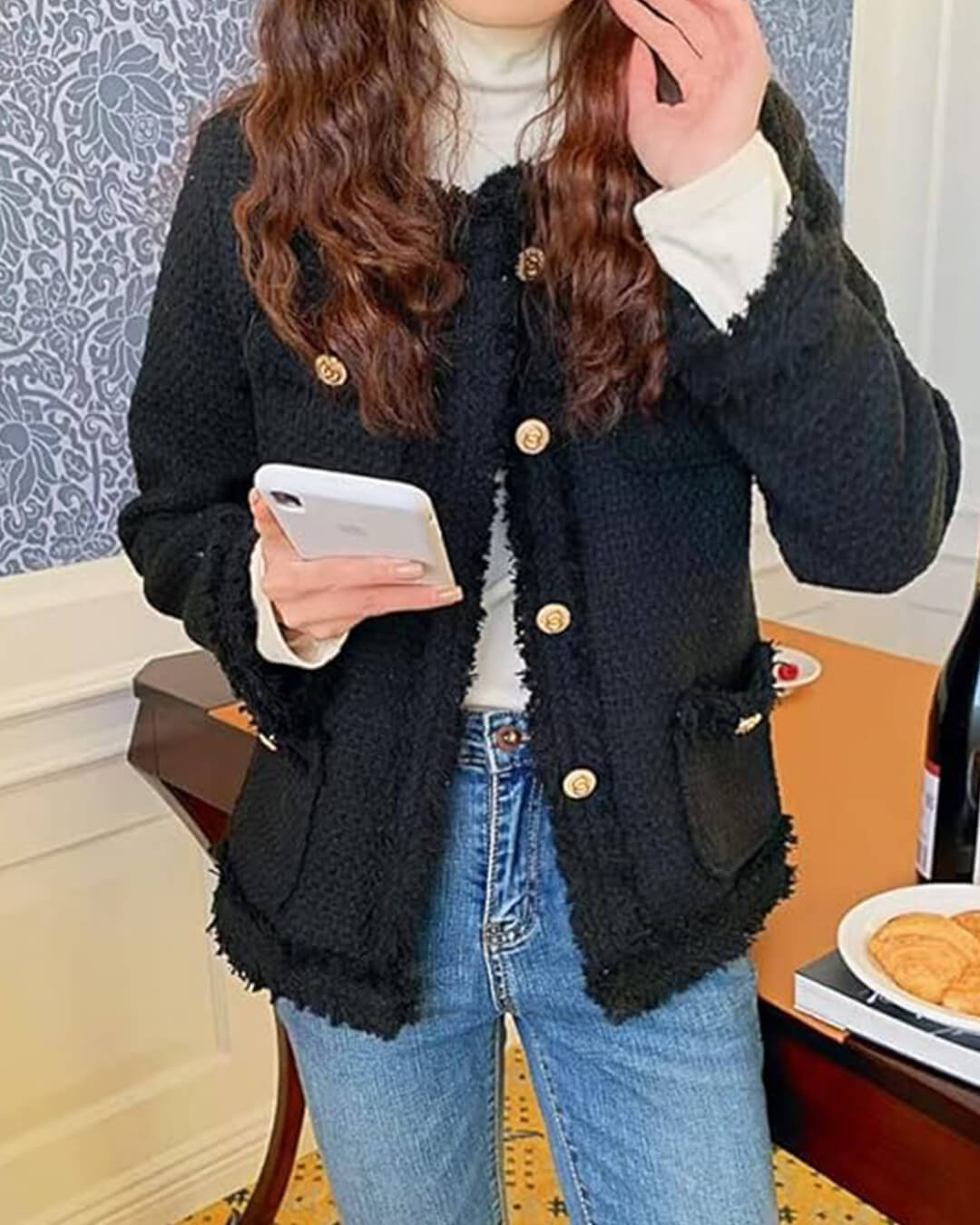Retro Jacke Damen Elegant - IdealeKleiden