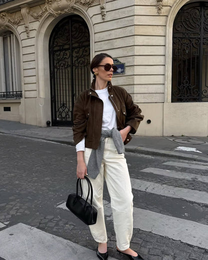 Stylische Lederjacke Bomber Style