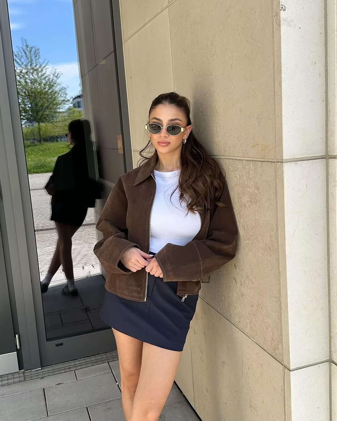 Lederjacke Damen Trendy Design