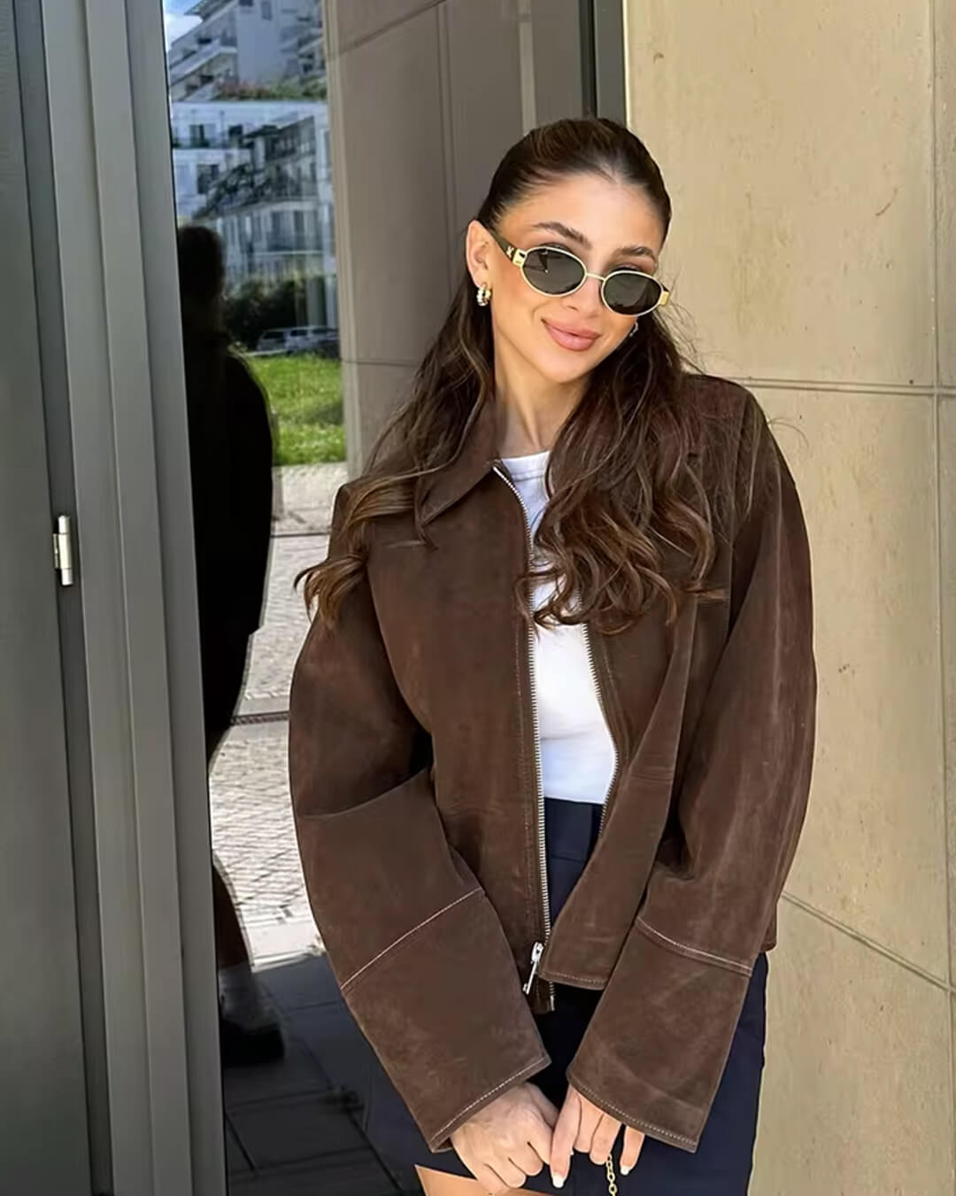 Lederjacke Damen Trendy Design