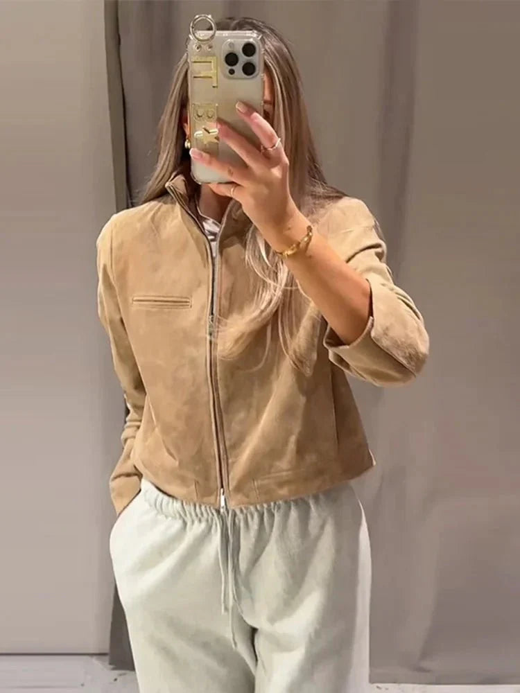 Lederjacke Damen Stehkragen Modern