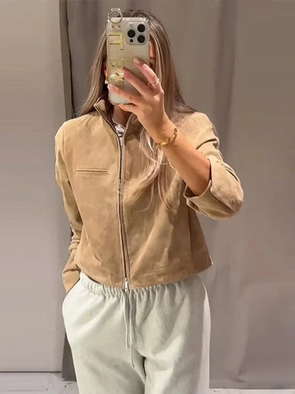 Lederjacke Damen Stehkragen Modern