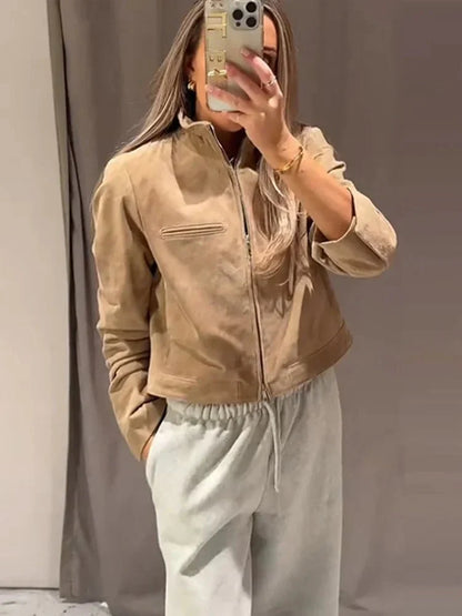 Lederjacke Damen Stehkragen Modern
