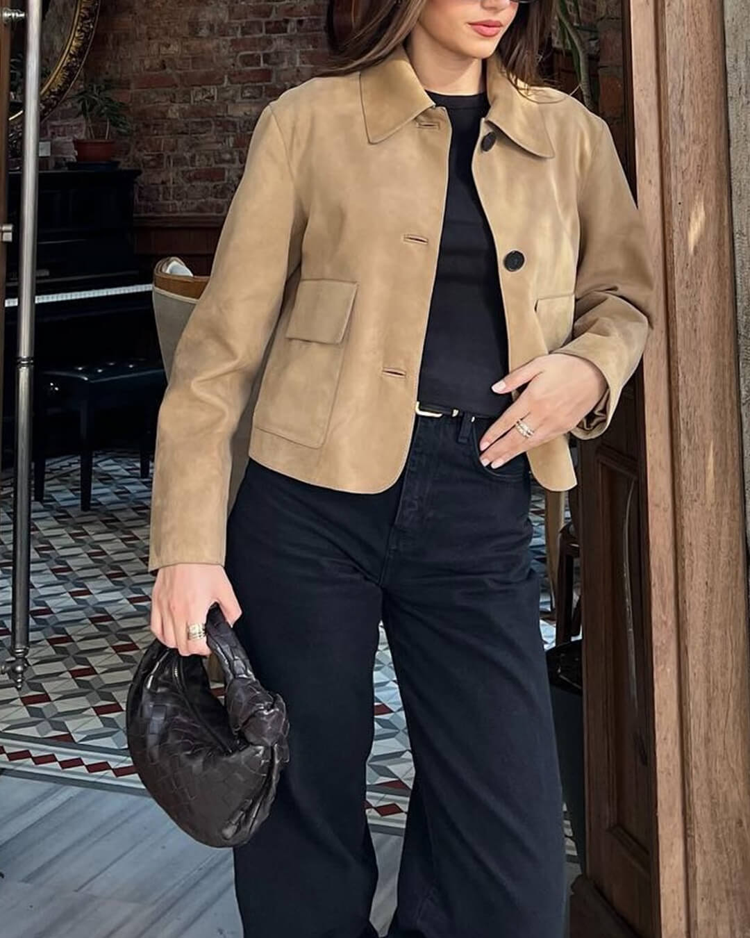 Stylische Blazerjacke Wildleder Leder